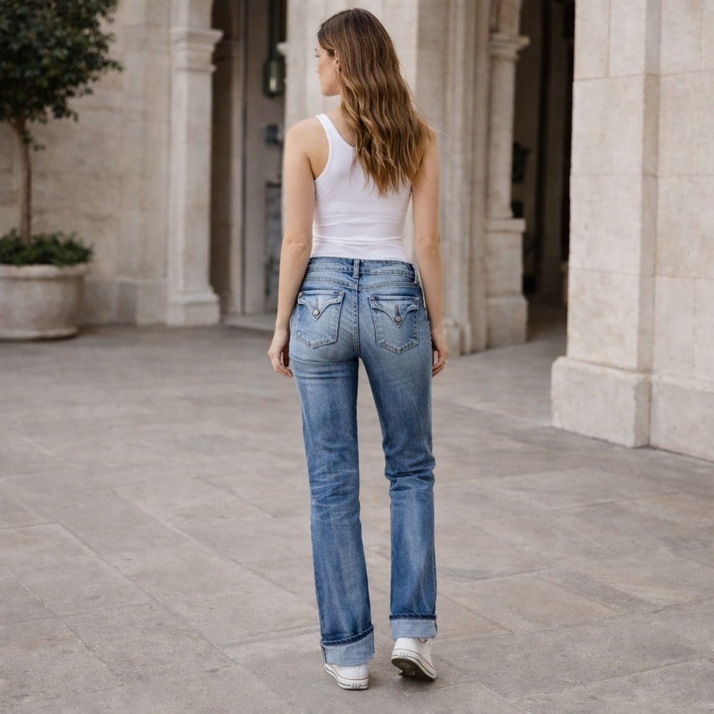 Hudson Colin Flap Distressed Medium Wash Straight Jeans